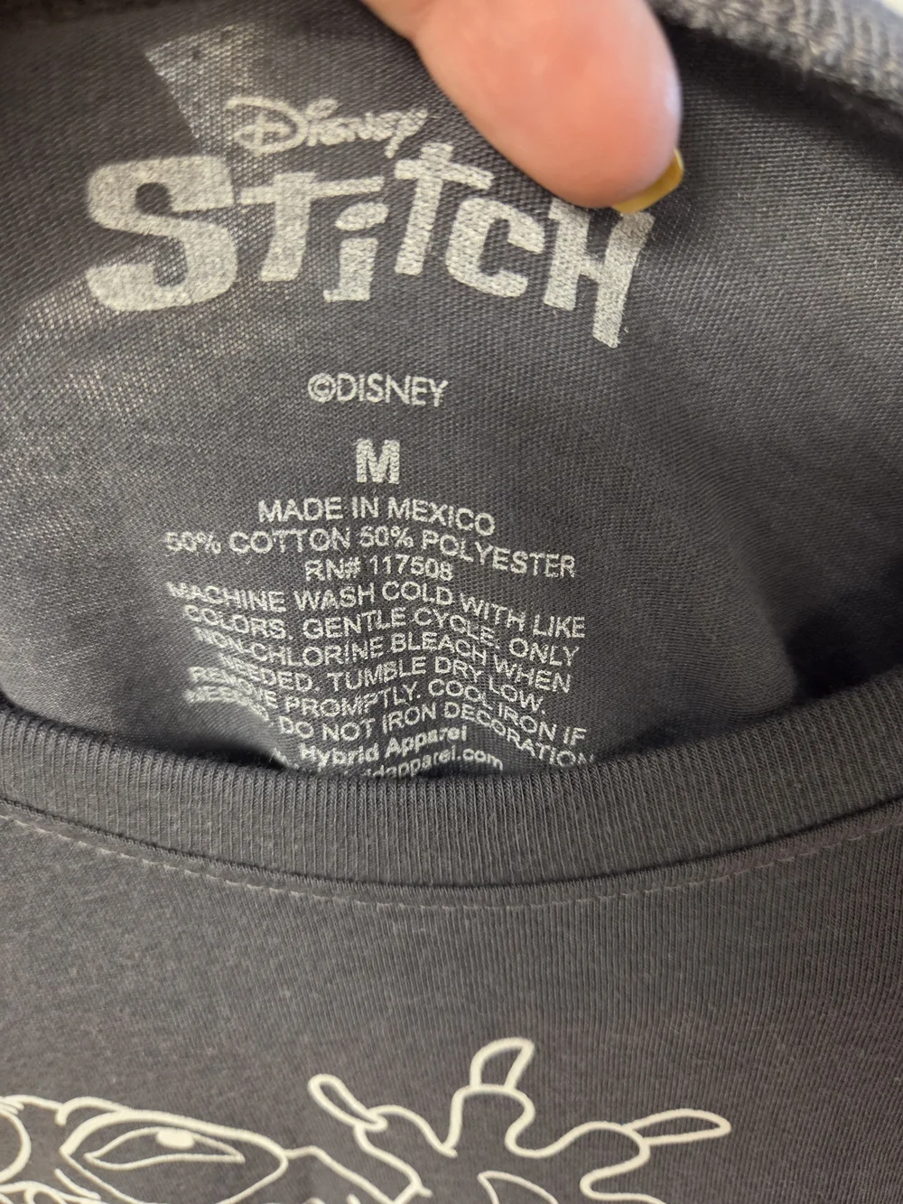 Disney Charcoal Gray Stitch Graphic Tee with Blue & Purple Accents